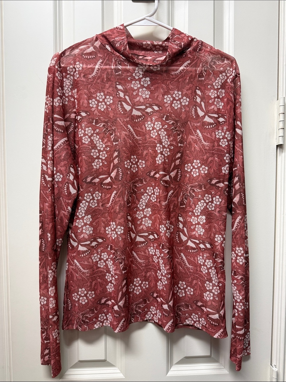 Anthropologie sheet Floral Print Long Sleeve Top in Dusty Rose- large